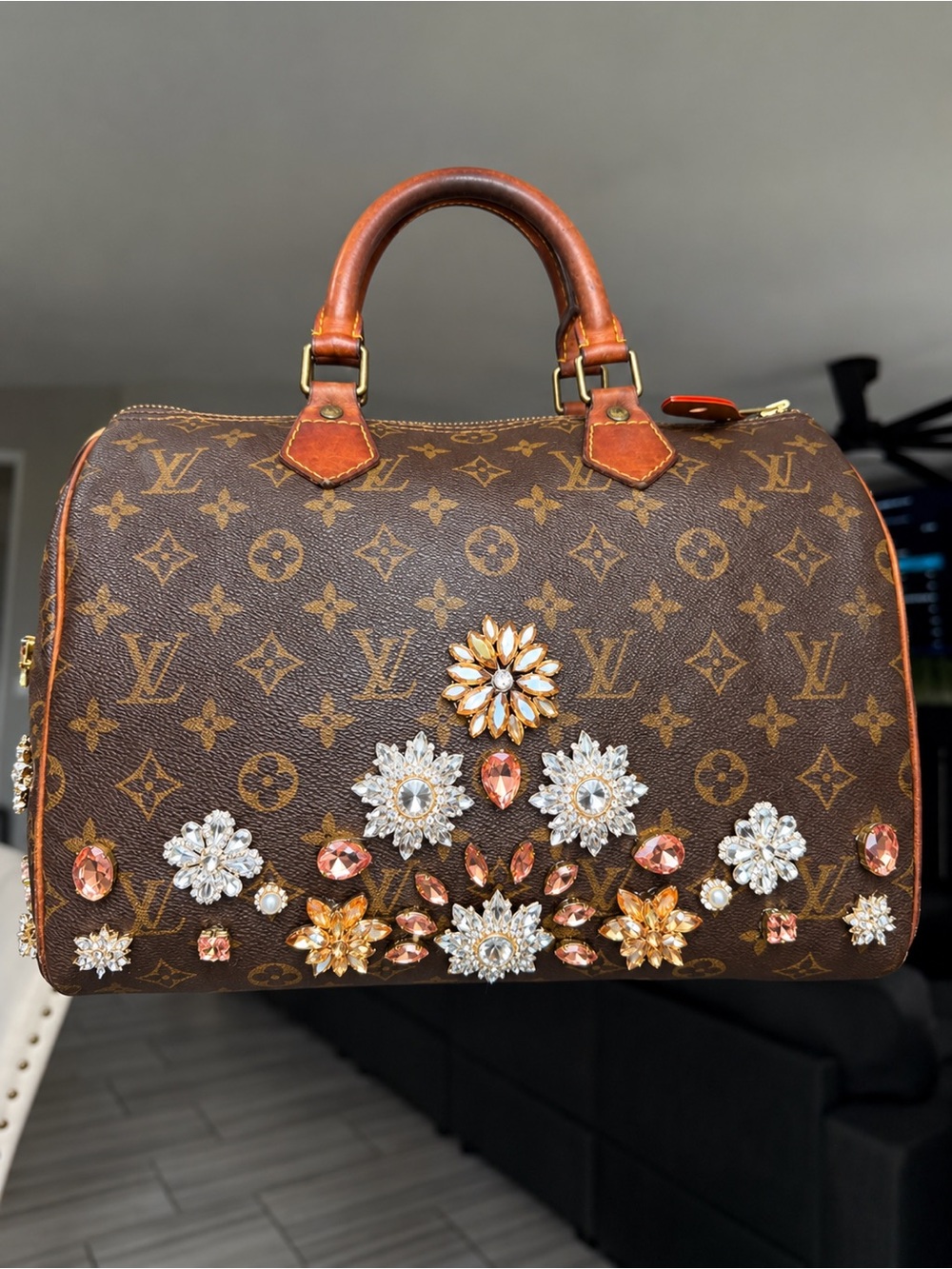 Vintage Louis Vuitton Speedy 30 Monogram | Custom Jeweled One-of-a-Kind